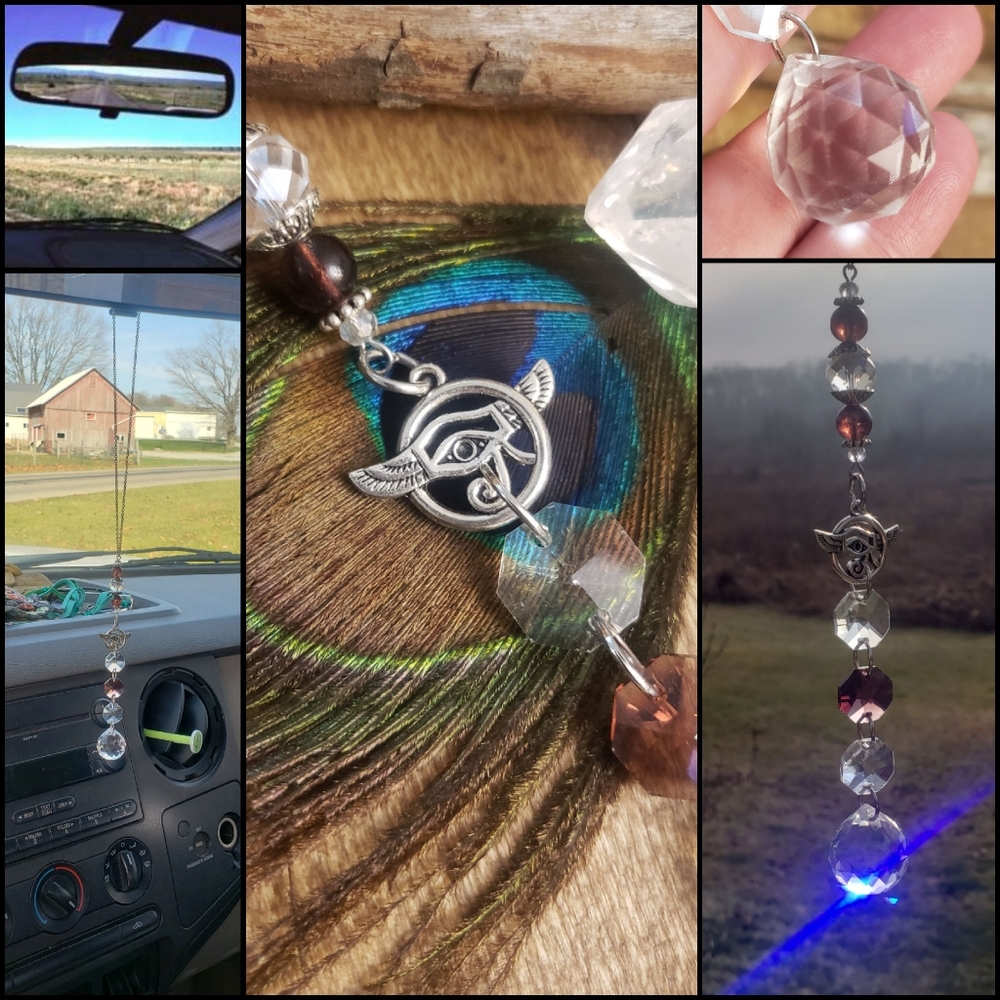 Egyptian Eye of Horus Car Charm Rearview Mirror Decor Suncatcher Car Ornament